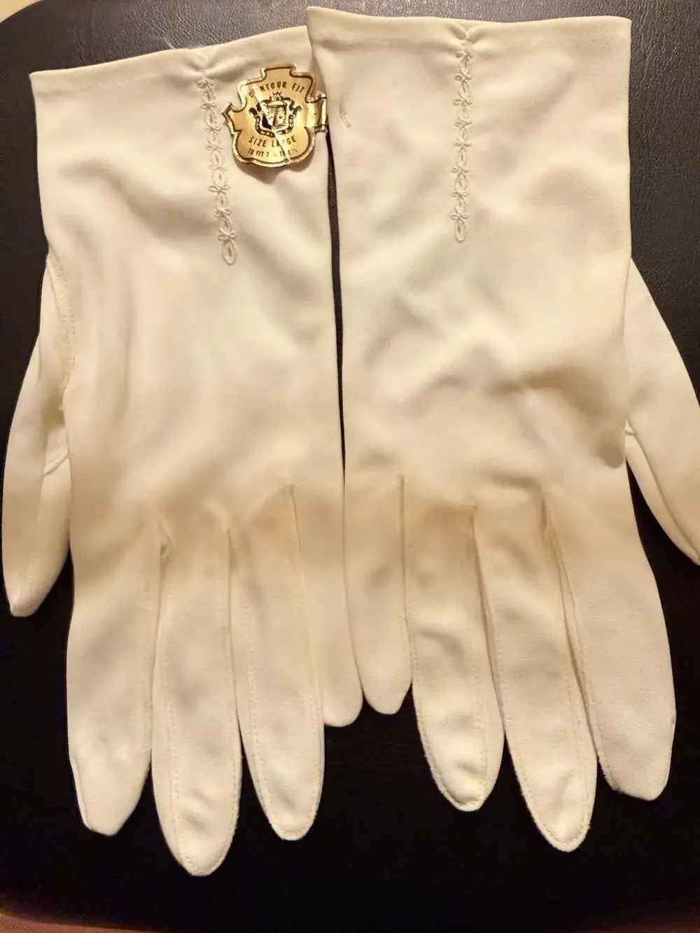 Max Mayer Contour Fit Vintage White Nylon Gloves Size Large